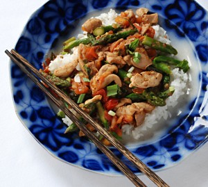 Farmers market improvisation: Stir-Fried Chicken, Asparagus, Green ...